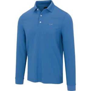 Greg Norman Long Sleeve Pique Polo - Riverside Blue