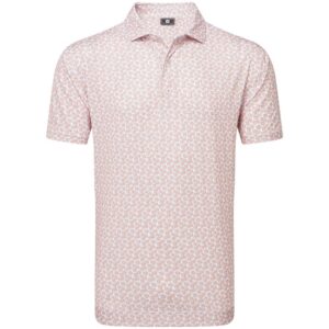 FootJoy 25 Floral Sketch Print Lisle Polo - Orange / White