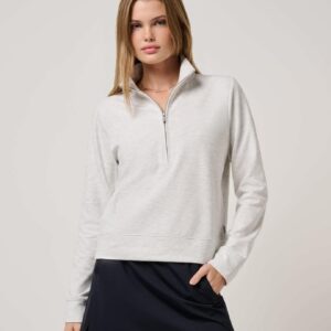 Travis Mathew Women's Cloud 1/2 Zip - Heather Light Grey